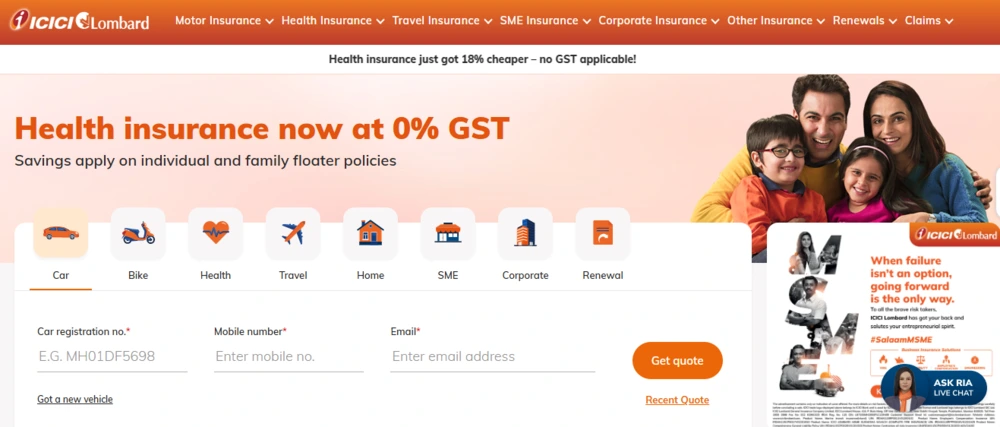 best health insurance companies - icici lombard