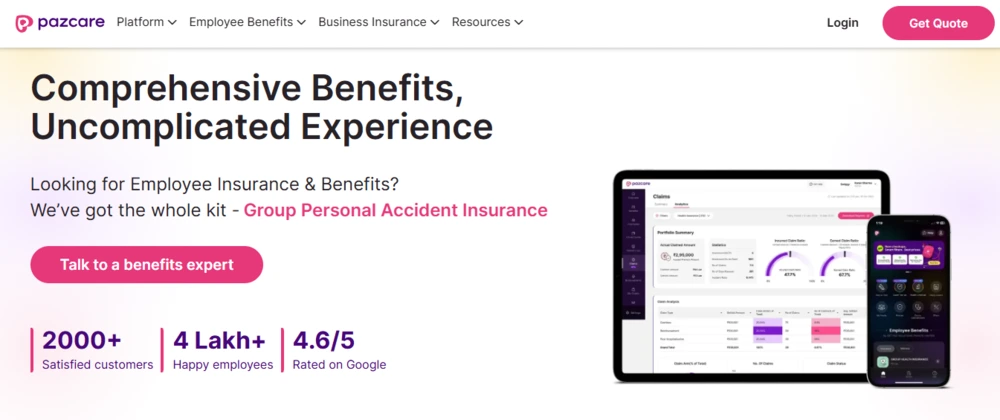 employee benefits platforms - pazcare